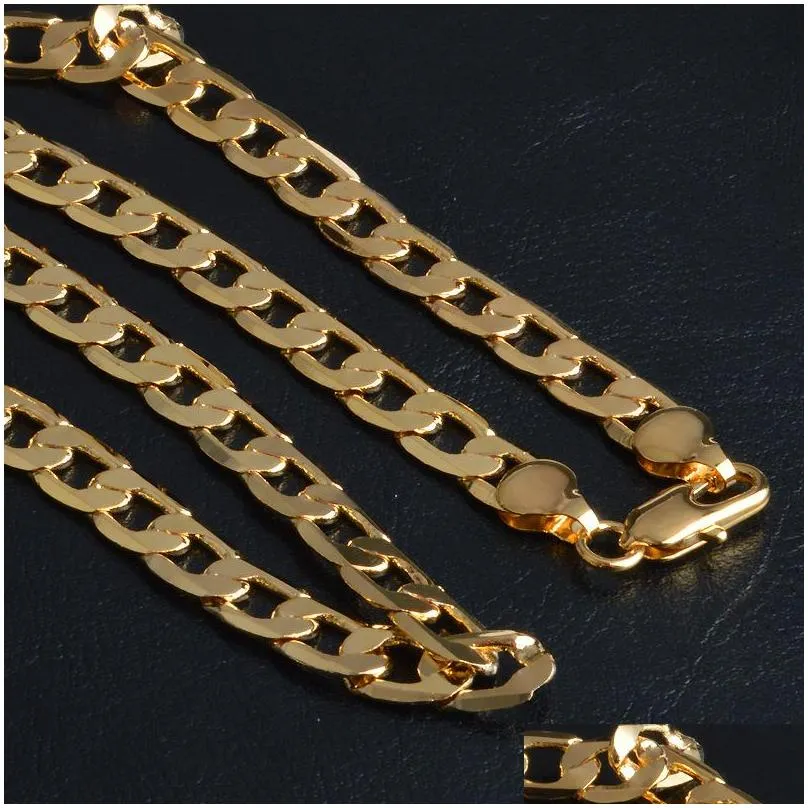 fashion 10mm 18k gold plated chains mens hiphop 20 inch figaro chain necklaces for women hip hop jewelry accessories gift 