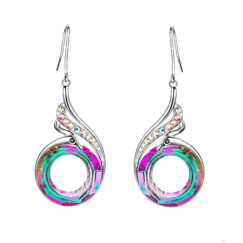 nirvana phoenix earrings rainbow crystal peacock zircon drop earring bracelet necklace jewelry