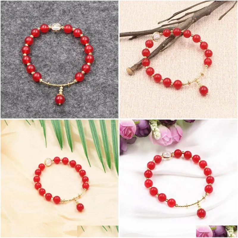 charm bracelets temperament women bracelet natural stone crystal beads bangles jades wrap simple gifts wrist jewelry 7.5 b305