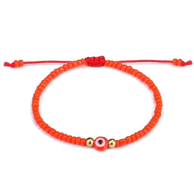 evil turkish eye bracelet handmade rope chain colorful crystal rice beaded braided bracelets for women mens