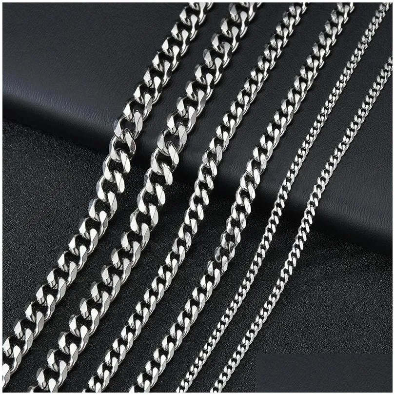 3mm 5mm stainless steel cuban link gold chain necklace for women men hip hop titanium steel choker fashion jewelry gift