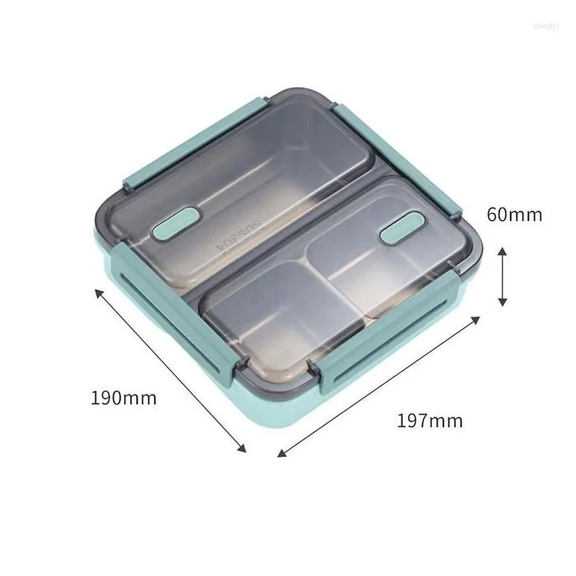 dinnerware sets 2/3grid 304 stainless kids steel bento lunch box student worker portable container storage thermal kitchen accessories