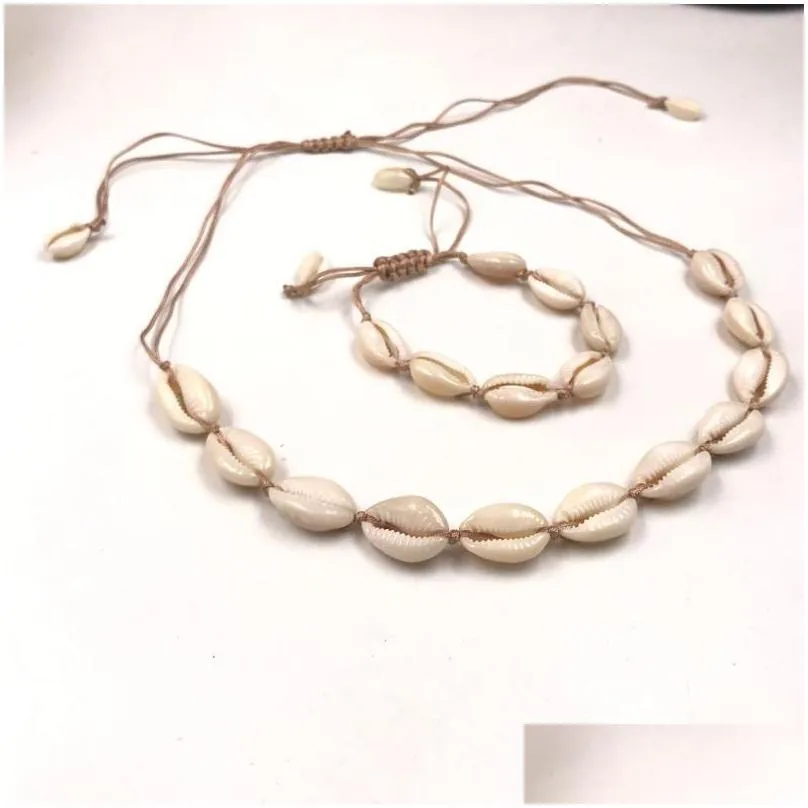 earrings necklace womens fashion adjustable natural shell sea rope choker add bracelet jewelry diy