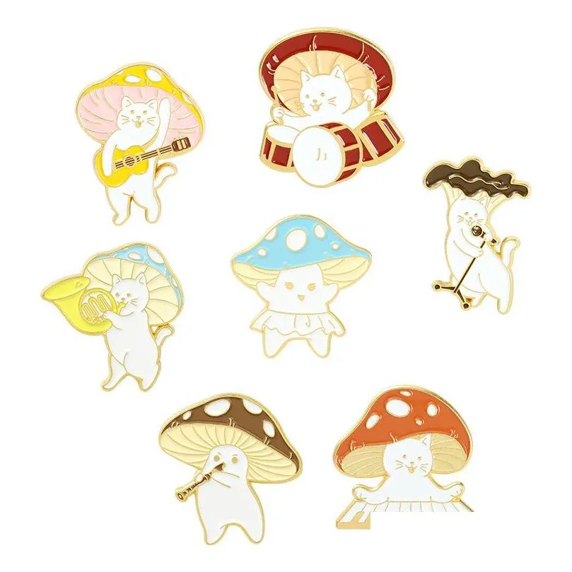 cats concert lapel pin mushroom enamel badges womens anime brooches on backpack mini hijab pins cute decorative badges brooch