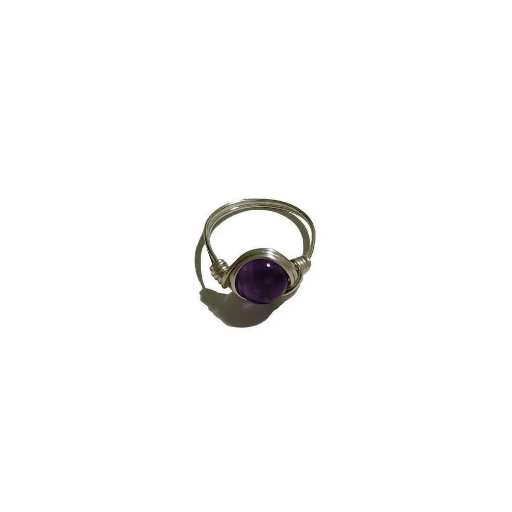 solitaire ring handmade wire wrapped crystal rings for women healing stone