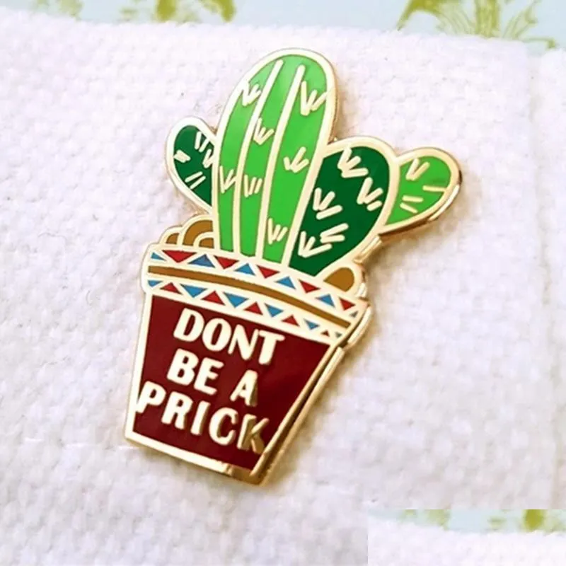 pins brooches cartoons dont be a prick cactus enamel brooch pin backpack hat bag lapel pins badges women mens fashion jewelry
