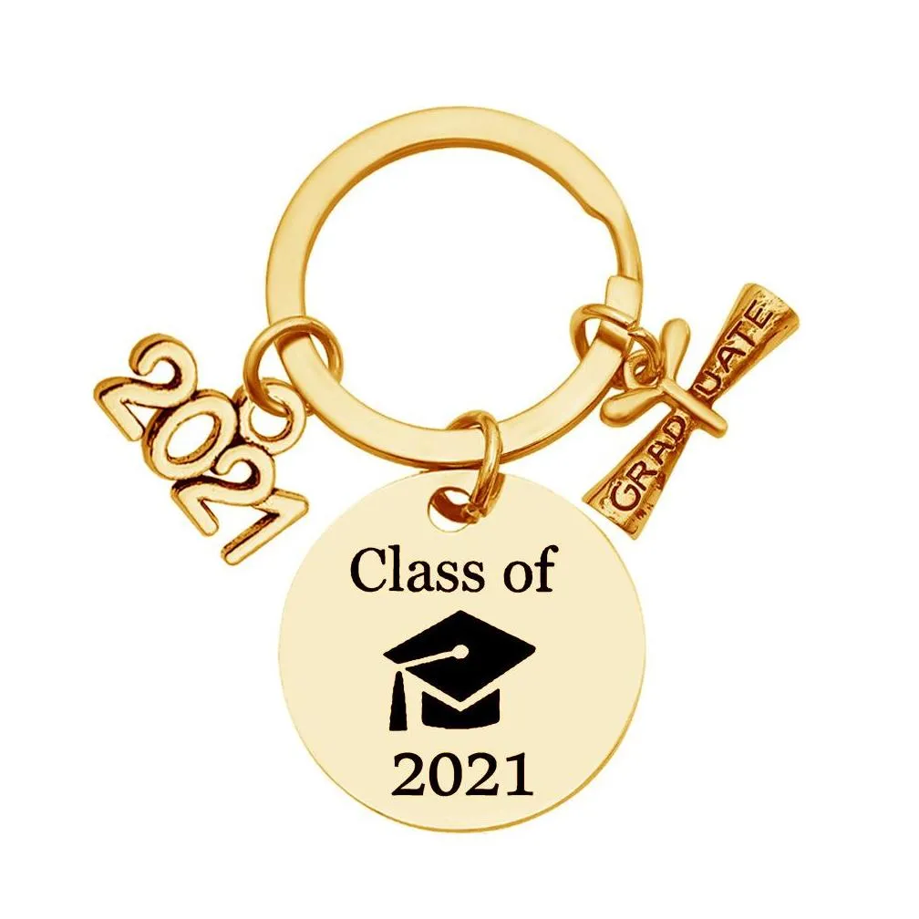 2021 stainless steel creative graduation keychain graduate students positive energy key chain keyring graduation gift jewelry