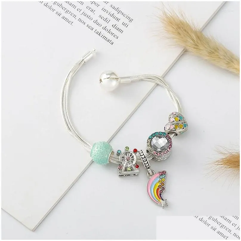 charm bracelets 2022 arrival multilayer bracelet with rainbow beads pendants for women diy brand romantic summer style jewelry gift