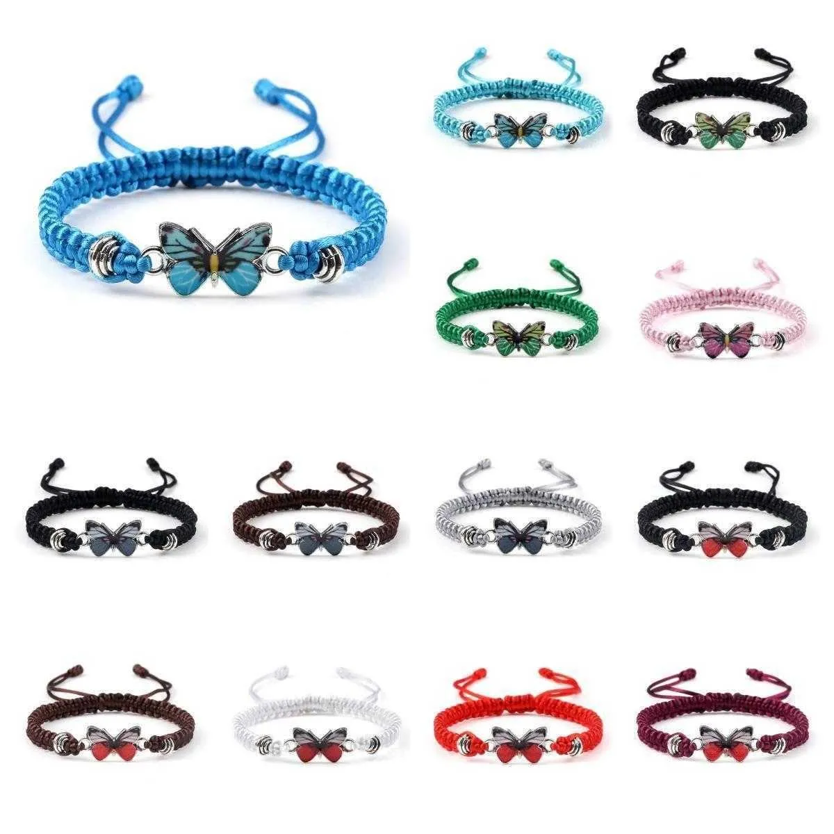 bulk wholesale butterfly charm bracelet hand braided boho jewelry friendship gift for women