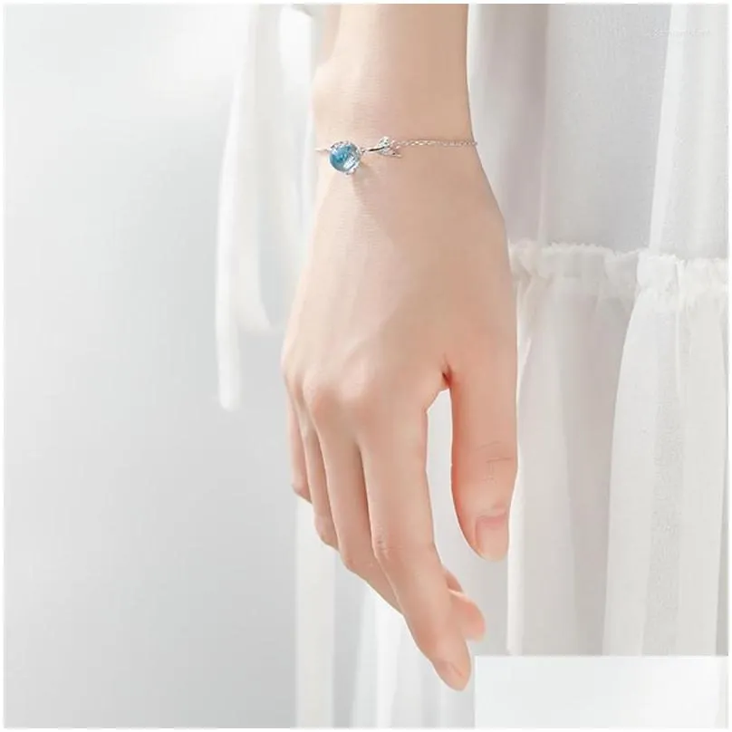 charm bracelets blue crystal round ball mermaid tail bracelet for women bangle wedding jewelry gift sl368