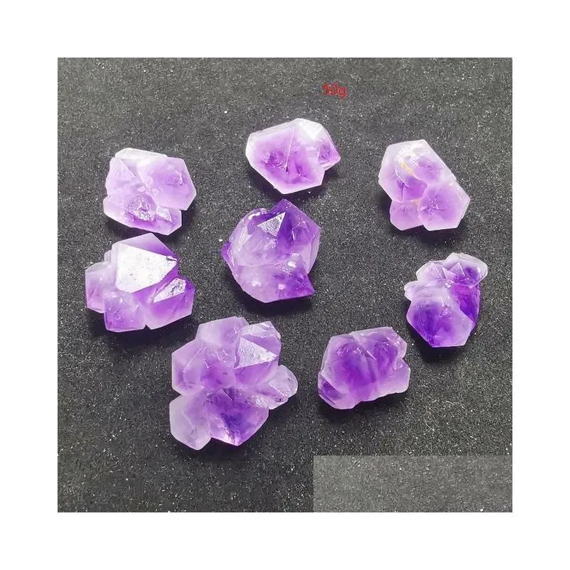 jewelry pouches natural irregular hexagonal mineral specimen amethyst crystal cluster stone aural healing decoration color gift