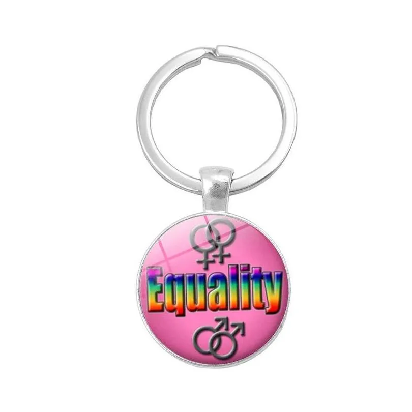 fashion gay lesbian pride sign keychains for women men rainbow color glass gemstone charm key chains lgbt jewelry accessories