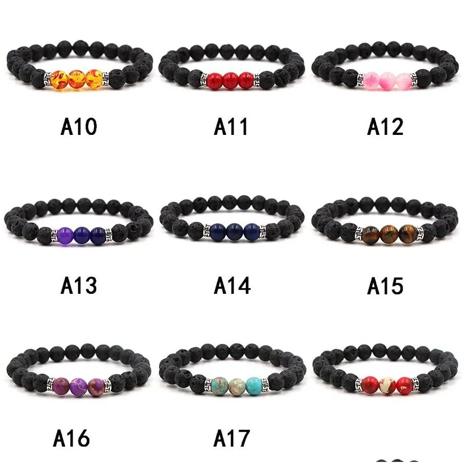  lava rock stone beads bracelet chakra charm natural stone  oil diffuser beads chain for women men fashion crafts jewelry