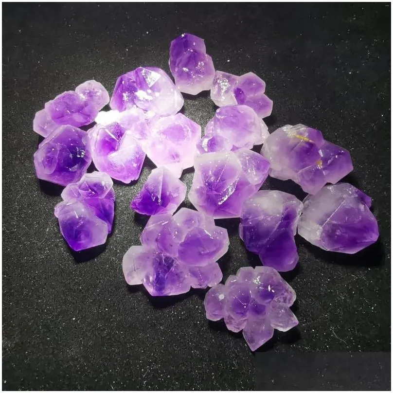 jewelry pouches natural irregular hexagonal mineral specimen amethyst crystal cluster stone aural healing decoration color gift