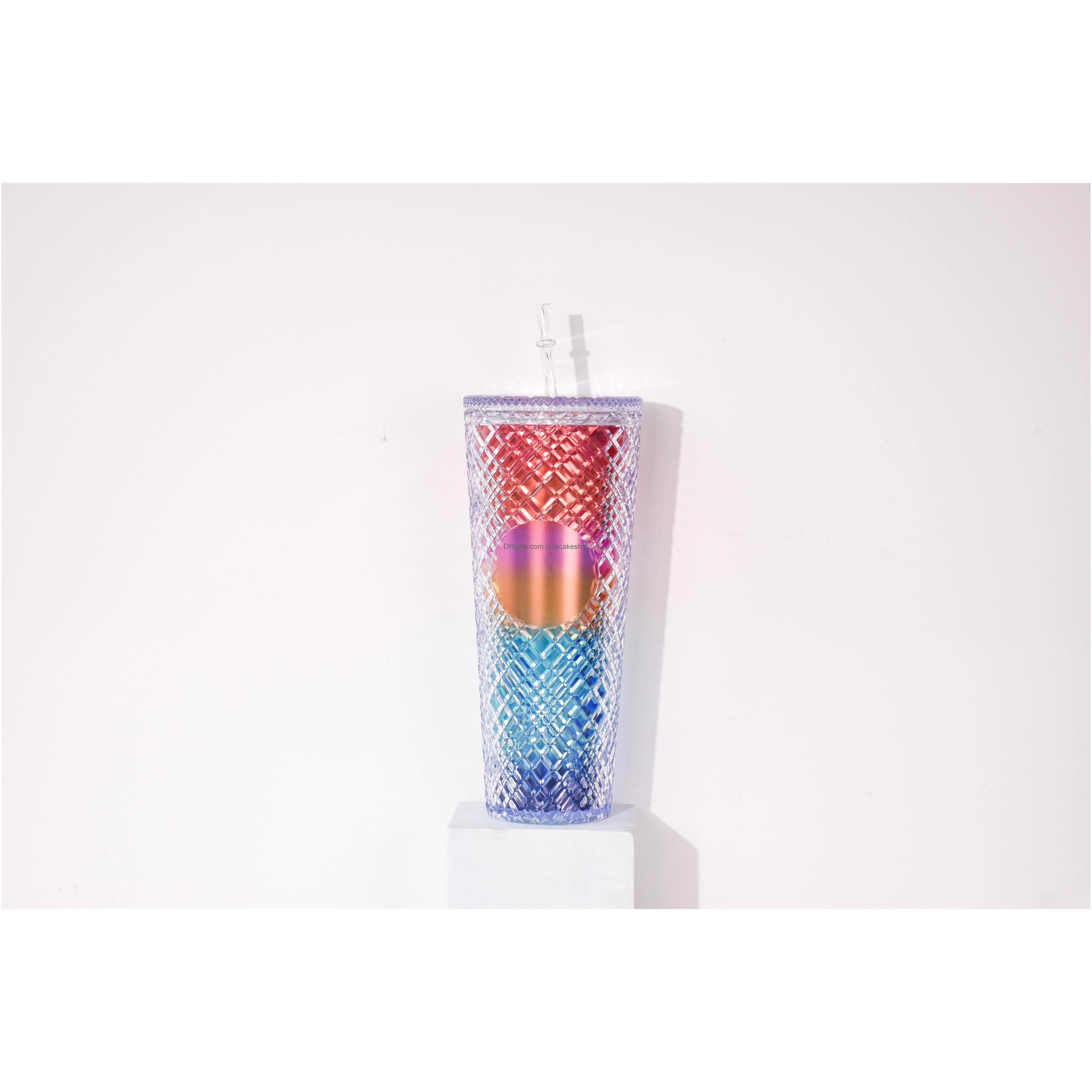 sublimation mugs 1pc diamond radiant goddess cup with logo 710ml summer cold water cups tumbler with straw double layer plastic coffee