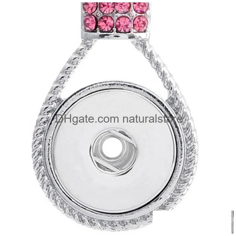 button noosa necklace metal ginger snap button jewelry pendants necklace with crystal chain button crystal pendants