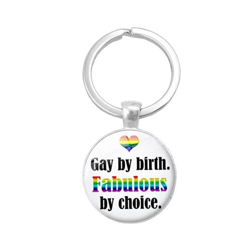 fashion gay lesbian pride sign keychains for women men rainbow color glass gemstone charm key chains lgbt jewelry accessories