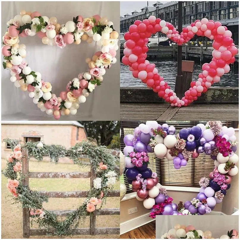 party decoration 150cm diy heart shape balloon arch stand plastic balloons ring hoop bow of ballon for wedding birthday decor baby