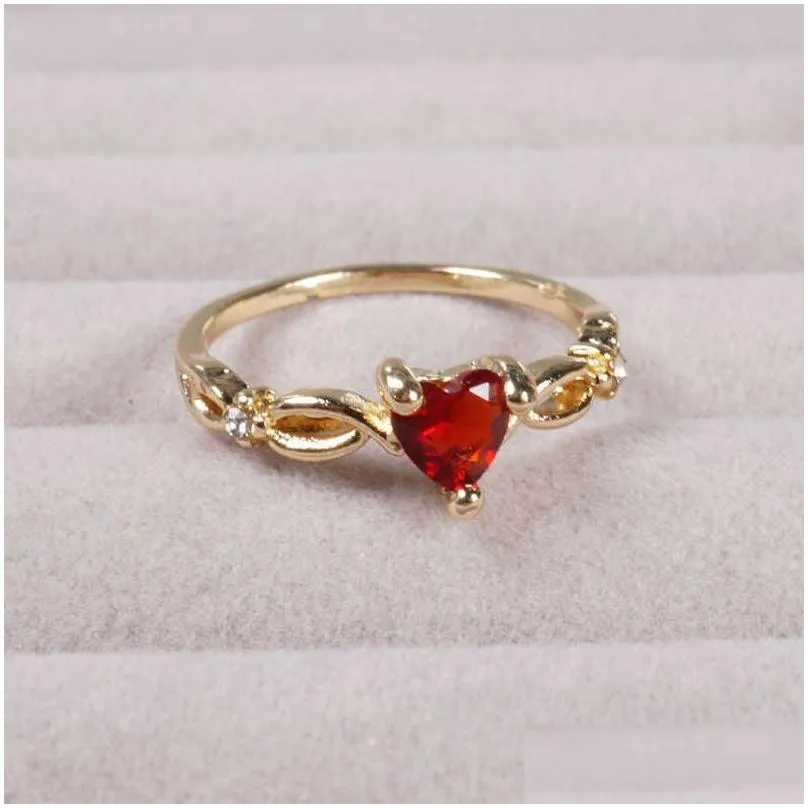 heart ring for women gemstone rings 6 7 8 9 10 silver gold solitaire wedding engagement birthday gifts