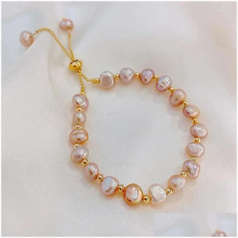 charm bracelets fashion irregular pearl bracelet for women korean natural stone pendant adjustable cuff anniversary jewelry gifts