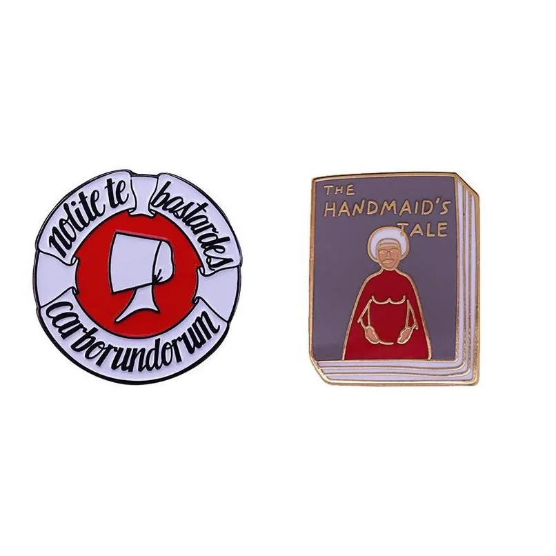 pins brooches the handmaids tale enamel pin novel by margaret atwood literature bookworm badge feminist flair addition