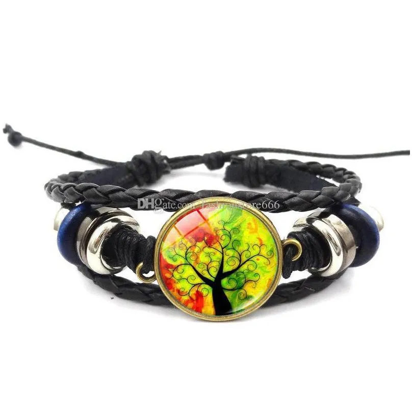 tree of life glass cabochon bracelet multilayer wrap bracelet bangle cuff wristband luxury designer jewelry women bracelets charm