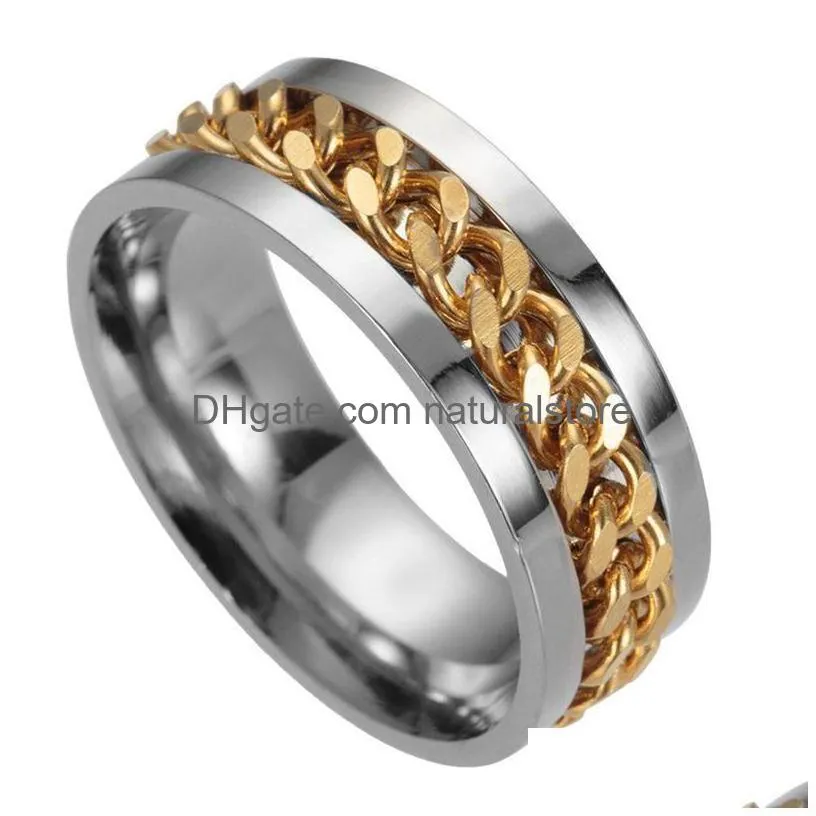 new highend boutique mens rings stainless steel rotatable ring gold black silver colors finger tide personality