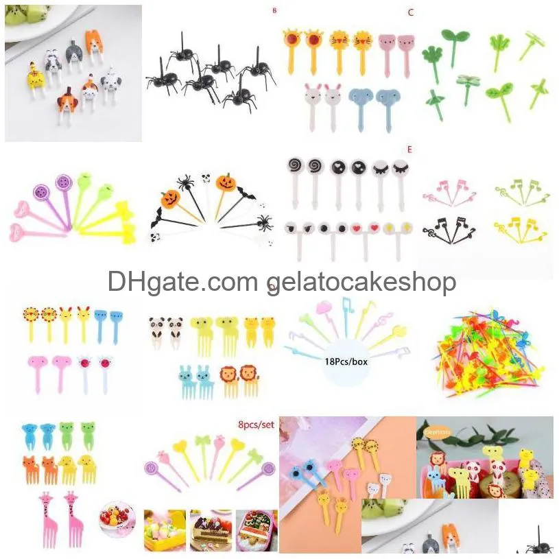 forks 650pcs animal fruit fork grade plastic mini cartoon kids cake toothpick bento lunch accessories party decor
