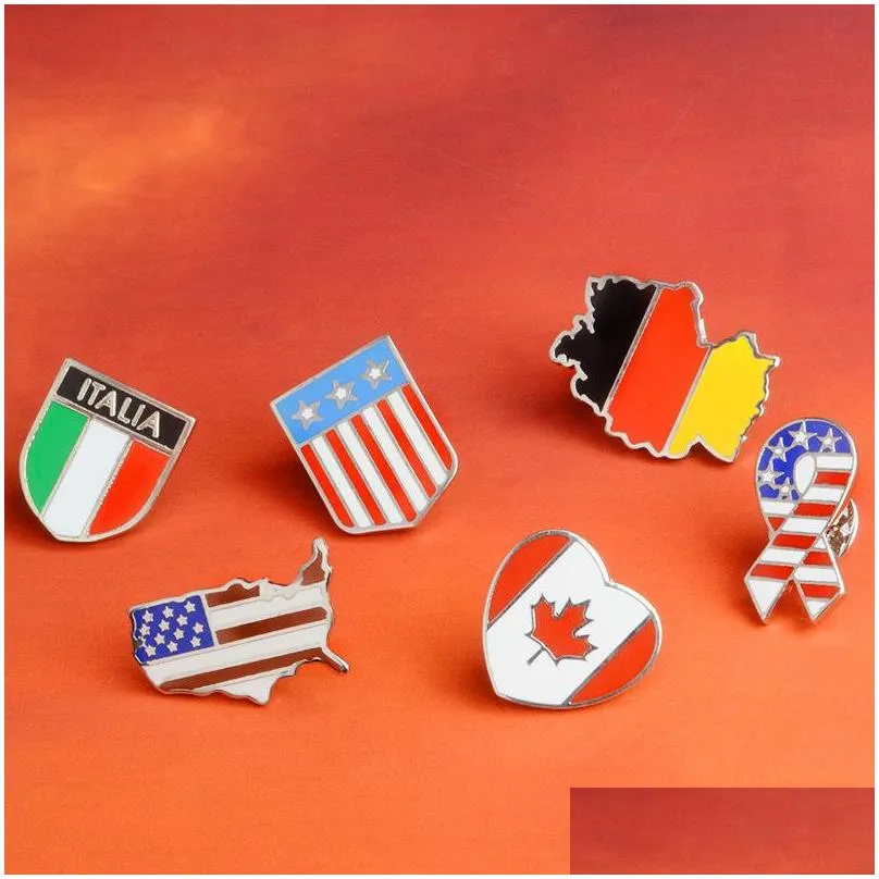 national flags enamel brooches canadian american german italian flag lapel pin button clothes collar brooch badge fashion jewelry gift