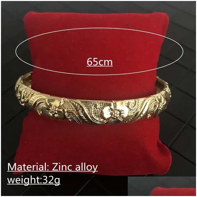 bangle dubai jewelry woman metal gold bracelet with designer charms brand for women carving flowers girlfriends