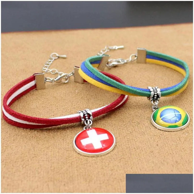 charm bracelets fashion national flag football world cup bracelet for women men jewelry friendship gift fanscharm