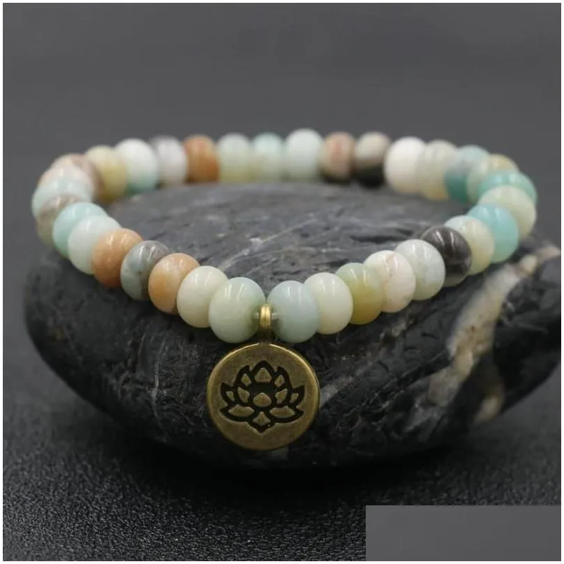 charm bracelets abacus beads bracelet natural stone men women buddha lotus pendant for tibetan chakra pulseira jewelry