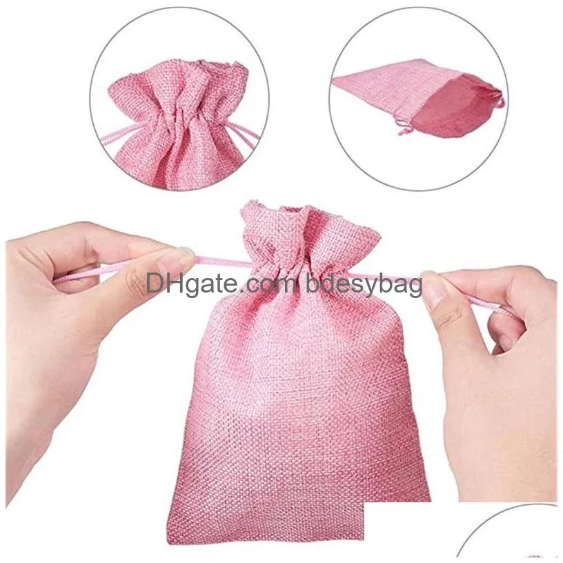 drawstring bag natural burlap bags reusable packaging pocket wedding baby showers birthday festival gift jewerly pouch