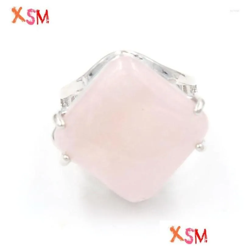 wedding rings xinshangmie fashion resizable ring natural rhomboid red stone rose quartzs lapis lazuli for women reiki jewelry gift 1