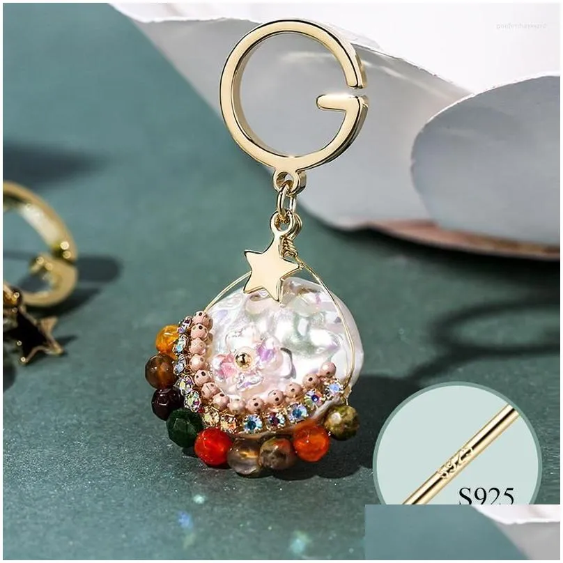 dangle earrings boho pearl for women colorful crystal bead pendientes s925 needles aesthetic hanging jewelry