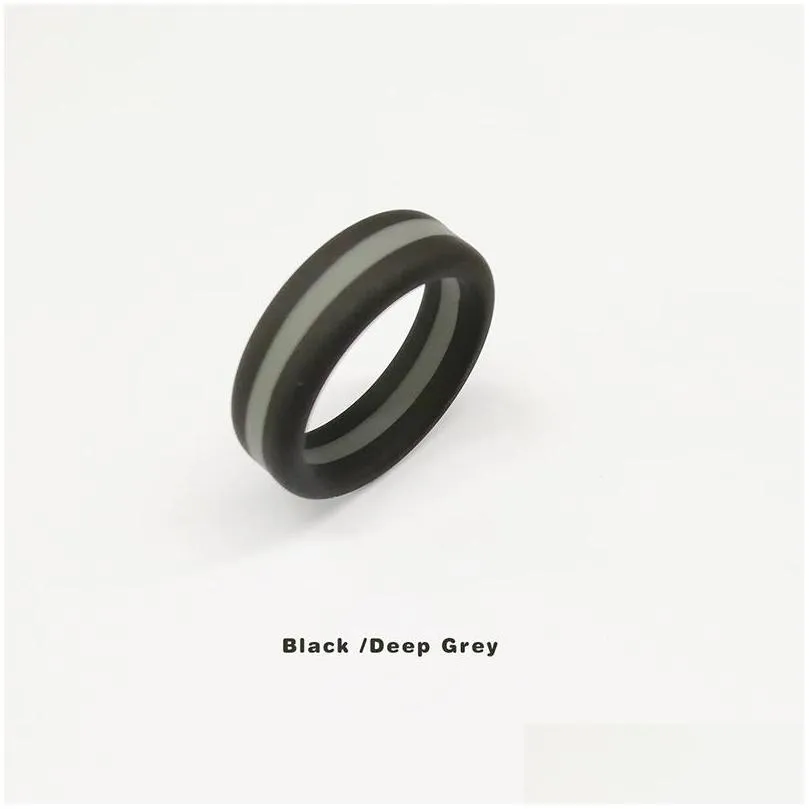 fashion womens two tone silicone rings three layers tire silicone rubber flexible ring for ladies fashion wedding engagement jewelry