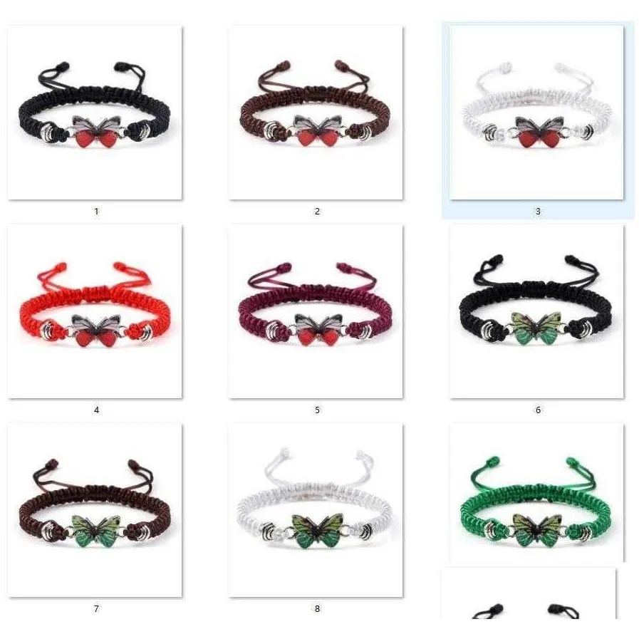 bulk wholesale butterfly charm bracelet hand braided boho jewelry friendship gift for women