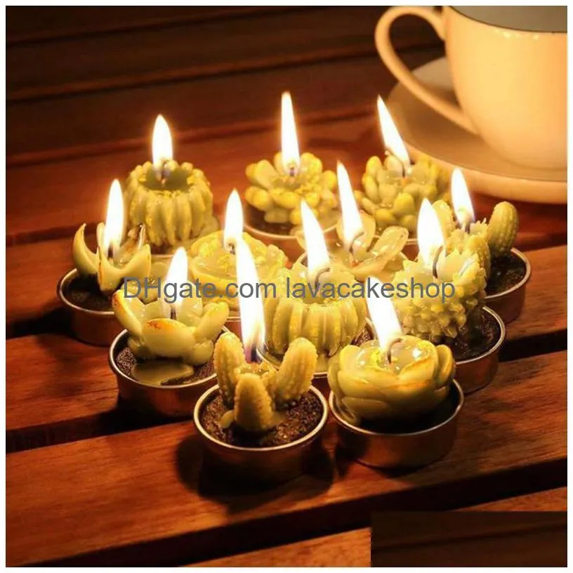 candles 6pcs 3d cactus candle simulated plant set home decoration candle tea light decor 220831