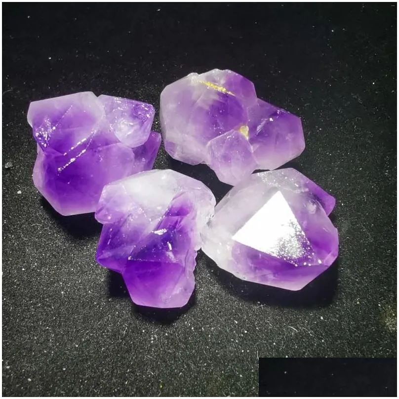 jewelry pouches natural irregular hexagonal mineral specimen amethyst crystal cluster stone aural healing decoration color gift