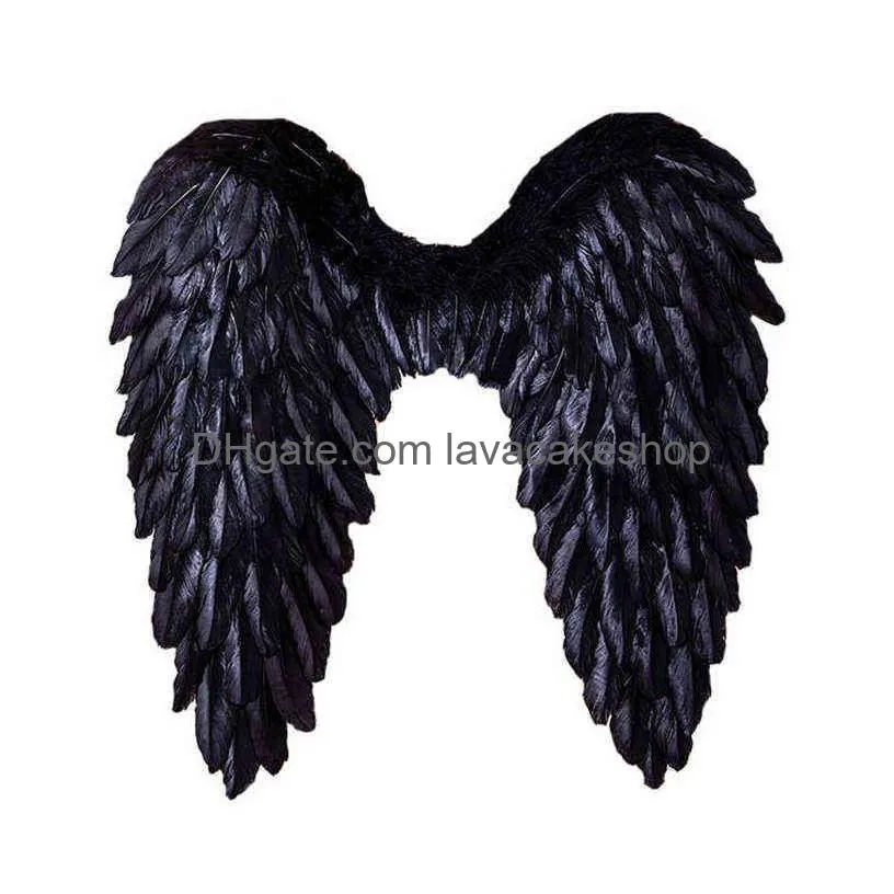 angel feather wings halloween christmas decoration party props stage performance show scene layout angel wings black red white y220610