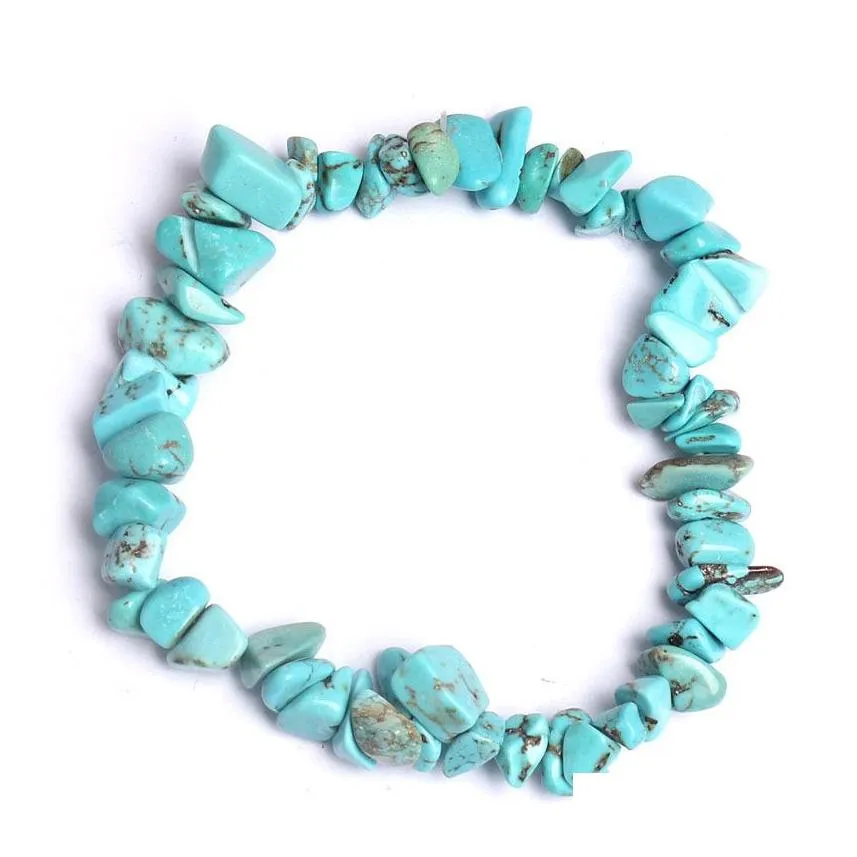 multicolor broken natural stone beaded bracelets for women healing crystal quartz stone elasticity wristband mens fashion jewelry gift