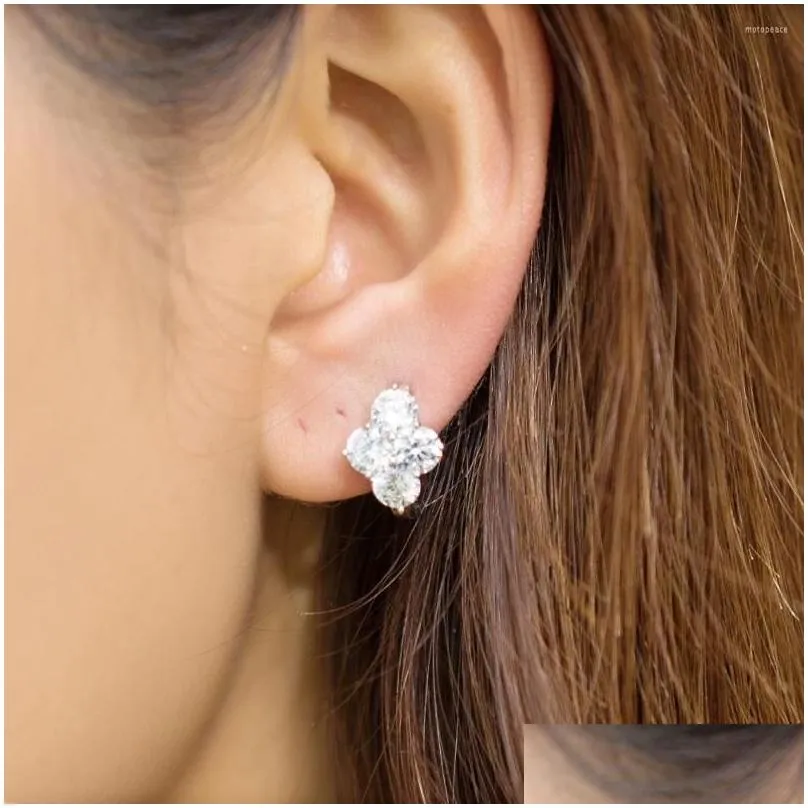 stud earrings 2022 fine jewelry women flower pattern ladies earings joyas de plata eh1038