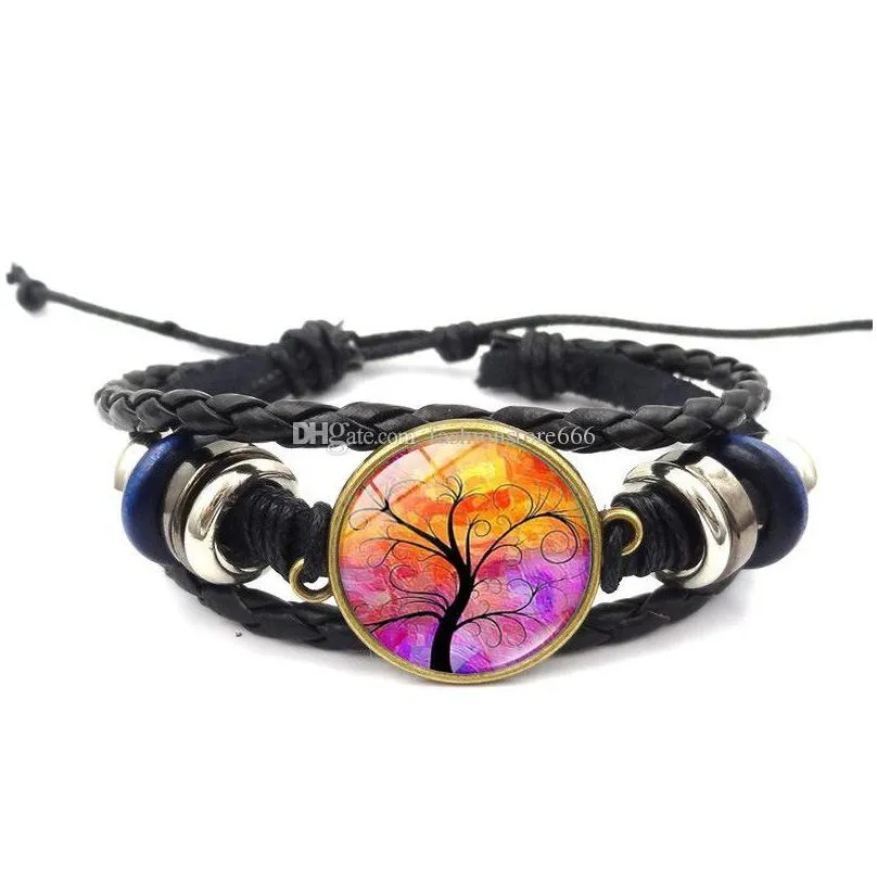 tree of life glass cabochon bracelet multilayer wrap bracelet bangle cuff wristband luxury designer jewelry women bracelets charm