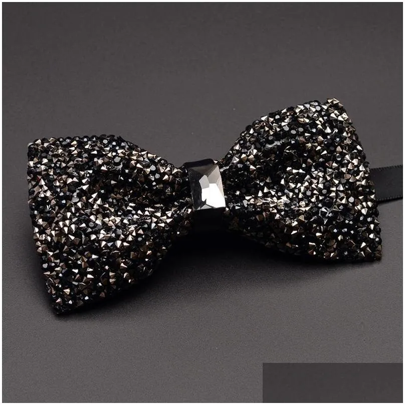 2020 fashion designer mens diamond bow ties wedding party formal suit double fabric bowtie business necktie butterfly knot1