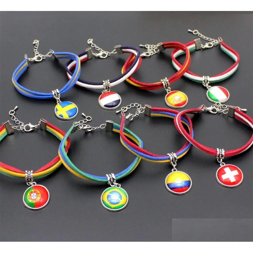 charm bracelets fashion national flag football world cup bracelet for women men jewelry friendship gift fanscharm