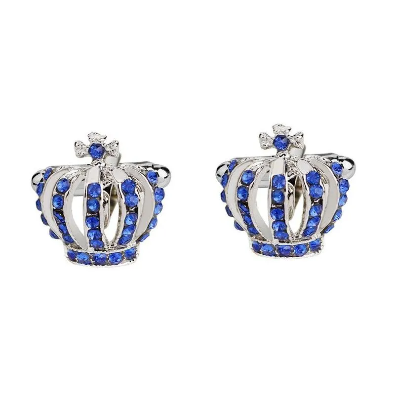  crystal crown cufflinks women gold silver enamel shirt french cuff links for men wedding engagement fashion jewelry gift bulk