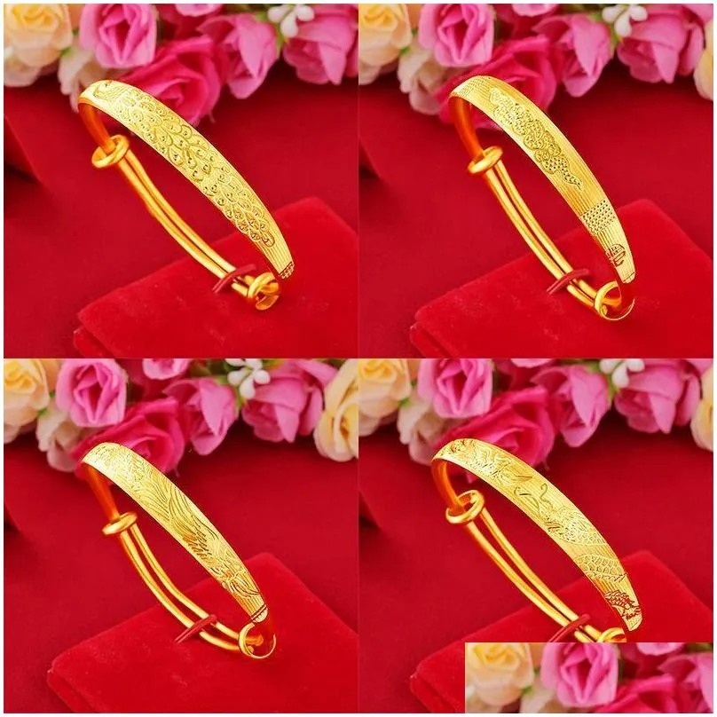 bangle fashion boutique thick luxury womens dragon and phoenix size adjustable pushpull bracelet jewelry gifts
