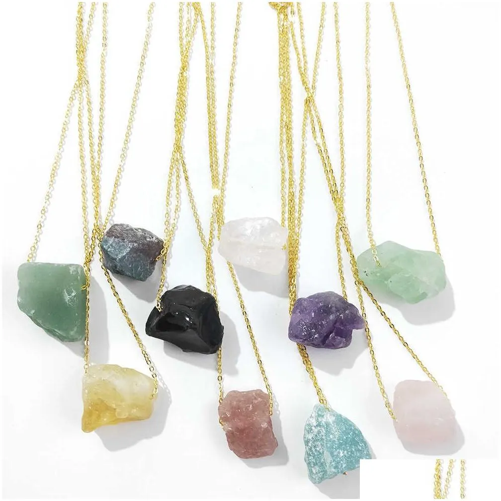 pendants ornaments irregular natural large raw stone crystal pendant necklace miscellaneous stone gold necklace