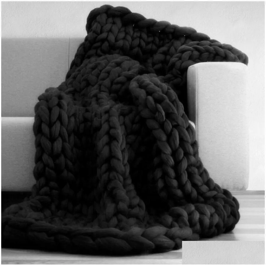 knitting throw blankets yarn knitted blanket handknitted warm chunky knit blanket soft thick bulky sofa throw1