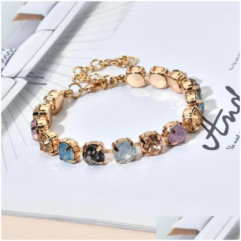 charm bracelets zmzy adjustable exquisite rainbow cz tennis bracelet for women fashion gold plated chain crystal wedding jewelry gift